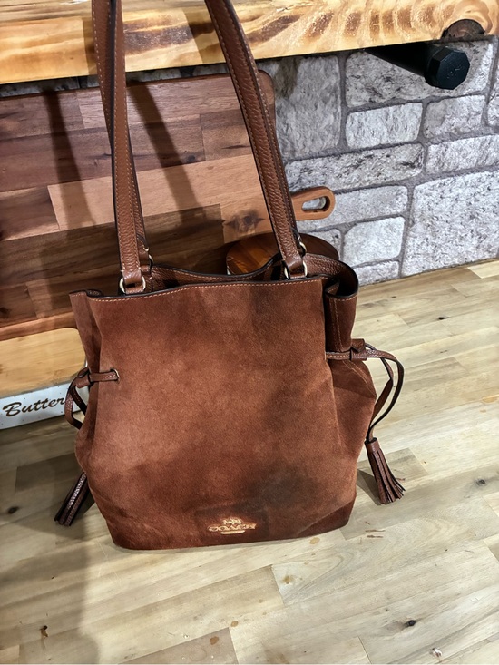 Coach Handbags - Coach Suede Shoulder Bag in Rich Chestnut Brown with Tassels